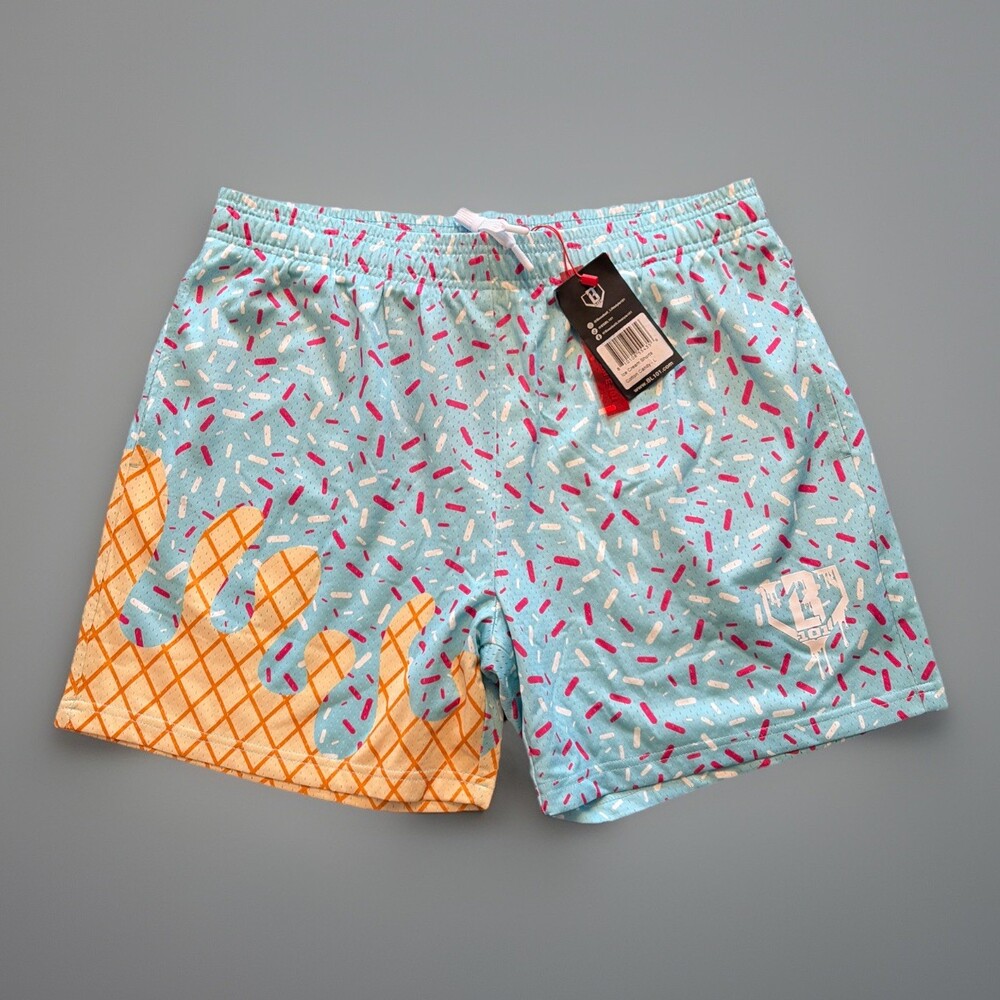 Men's Baseball Lifestyle 101 Ice Cream Cotton Candy Mesh Shorts Size Large 4